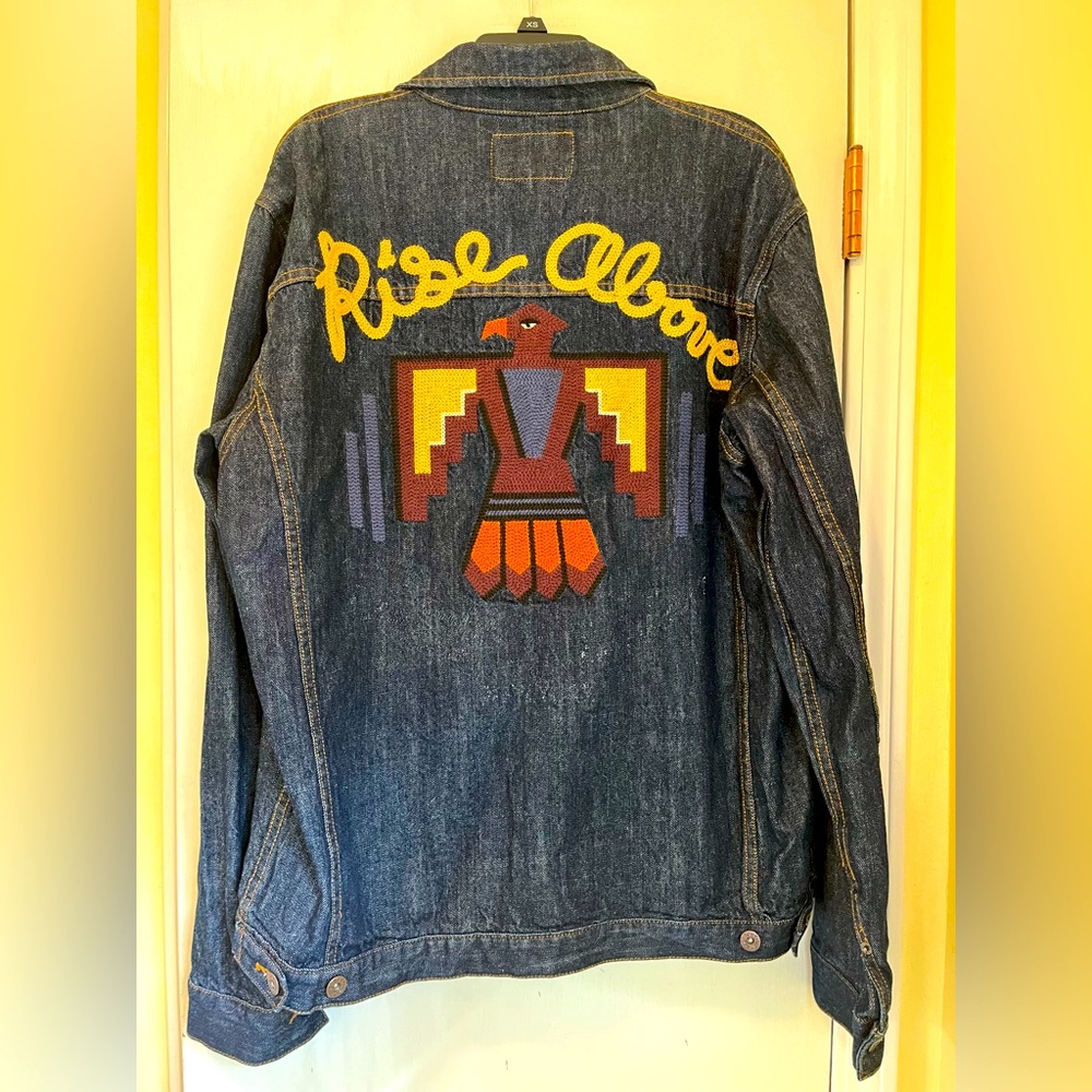 10 Deep 10th Division Garment Supply Denim Jean Jacket Embroidered Rise Above